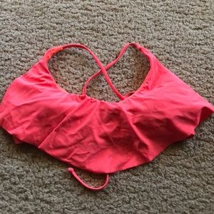 cross back neon pink bikini top. Large